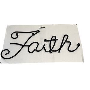NEW Bronze Metal Wall Art FAITH 14x6” Word Home Decor Wrought Iron 2 Hang Loops